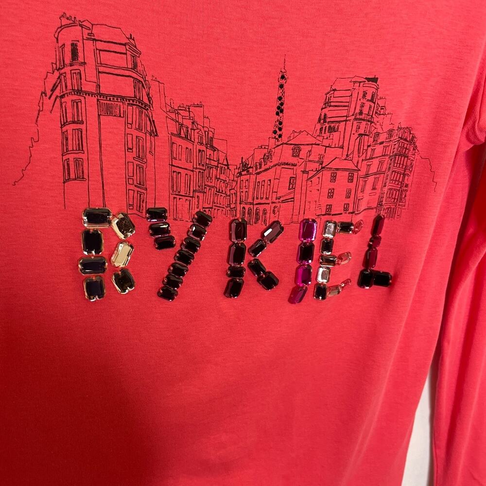 Womens Medium Rykiel Karma Body & Spirit Pink Scoop Neck Graphic Long Sleeve Gem - Picture 4 of 5